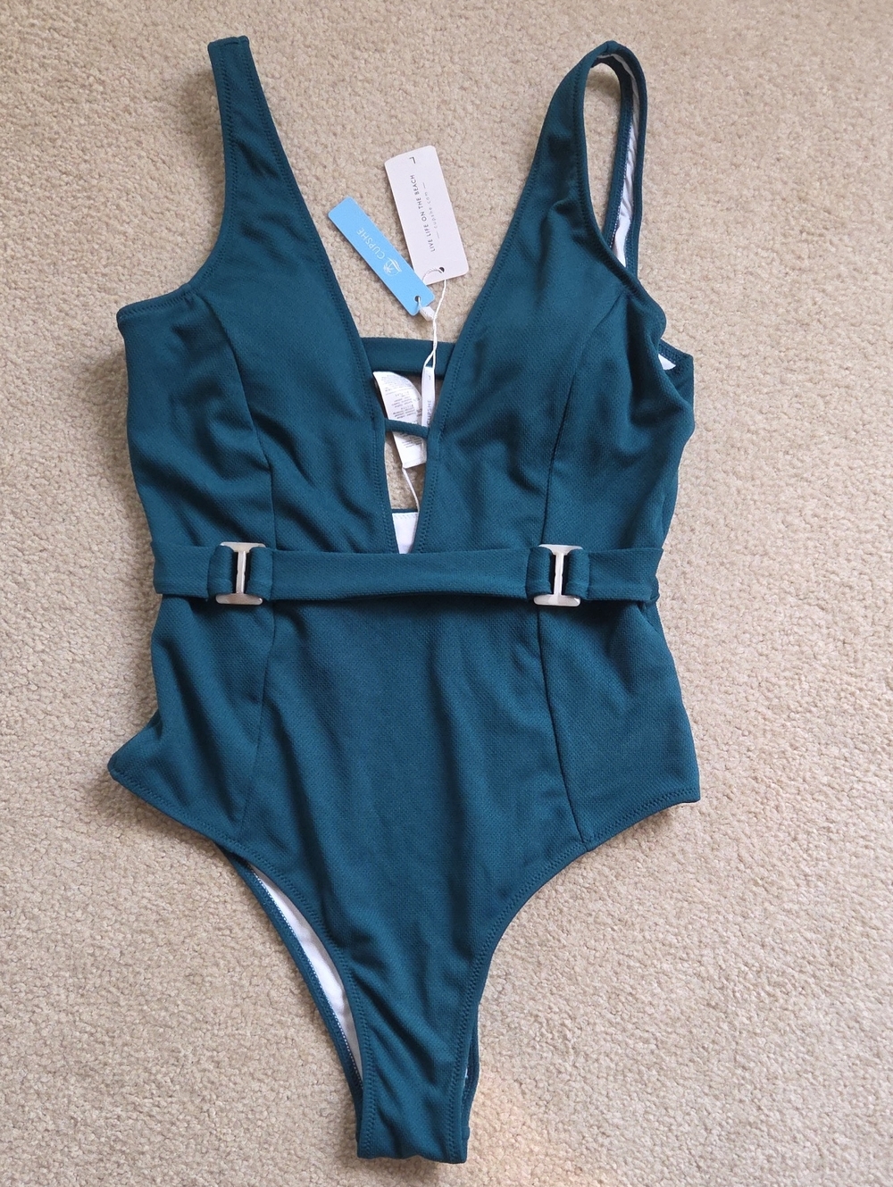 Cupshe Evergreen Plunge One-Piece with Belt